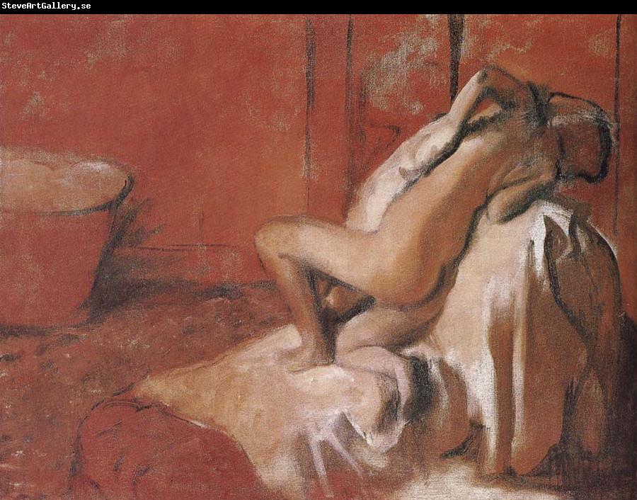 Edgar Degas Lady toweling off her body after bath